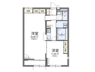 レオパレス城ノ内Ⅱ【101号室】の間取り