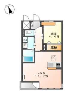 フェリーチェ・ルオーゴ【101号室】の間取り