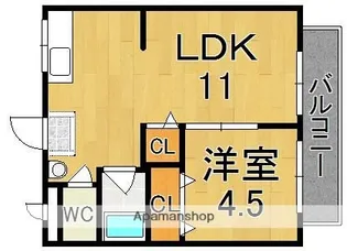 阪手荘北棟【2階】の間取り