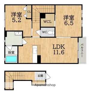 CAMPO DI PEACHE B (カンポ デ ペスカ)【2階】の間取り