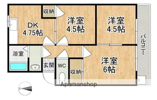 サニーハイツ朝日ヶ丘B【2階】の間取り