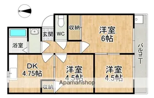サニーハイツ朝日ヶ丘B【2階】の間取り