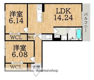 モンヴィラージュII【1階】の間取り