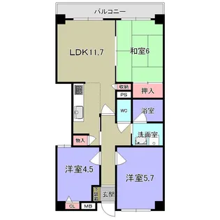 ライオンズマンション学園前第2【0705号室】の間取り