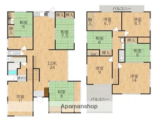 奈良県奈良市富雄元町4丁目【一戸建】の間取り