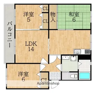 学園前サンハイツA【2階】の間取り