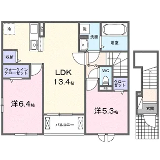 ピュアブルーム【2階】の間取り