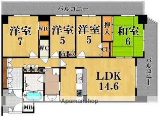 エスリード五位堂【3階】の間取り