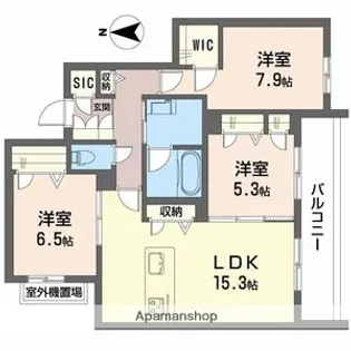 シャーメゾン オークルート奈良【2階】の間取り