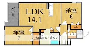 シャーメゾン 香芝 ワイケイ【2階】の間取り