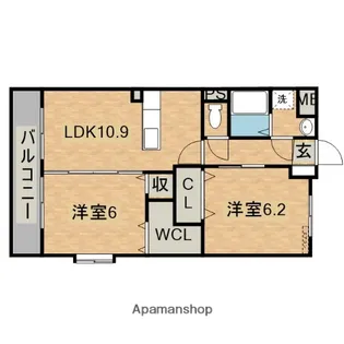 エル ア シュール【105号室】の間取り