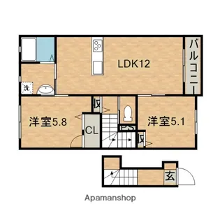 シャーメゾン秋津【201号室】の間取り