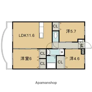 アパートメントK’SⅣ【3階】の間取り