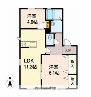 ワイズヴィラB【102号室】の間取り