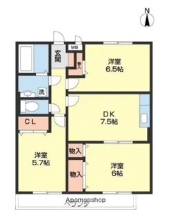 グリーンヒルとまと妙寺B棟【305号室】の間取り