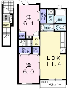 ハイツセゾンD【2階】の間取り