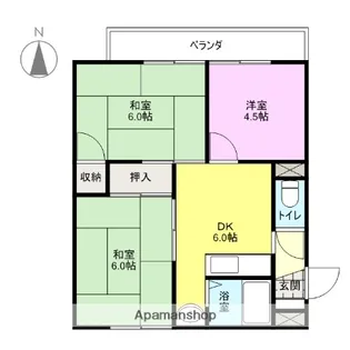 ハイツ柿の実Ⅰ【205号室】の間取り