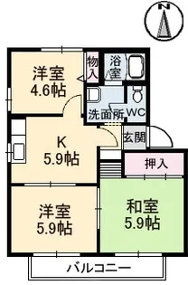 ベルエア E棟【2階】の間取り