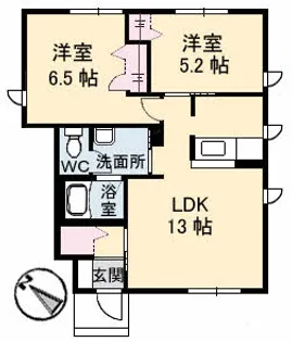 ヒルリッジ【1階】の間取り