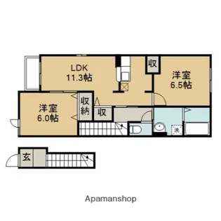 アメリカンイエローズB【2階】の間取り