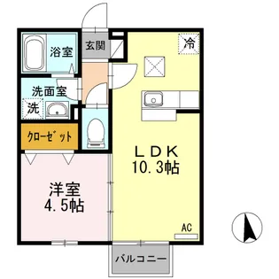 クレールニシヤマⅢ【1階】の間取り