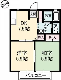 エヴァーウェル A棟【102号室】の間取り