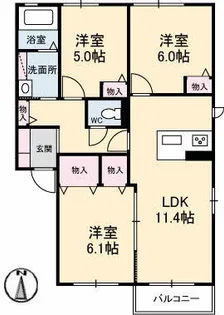 バリュージュ美保 B棟【2階】の間取り