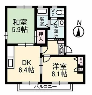 オータムK A棟【1階】の間取り