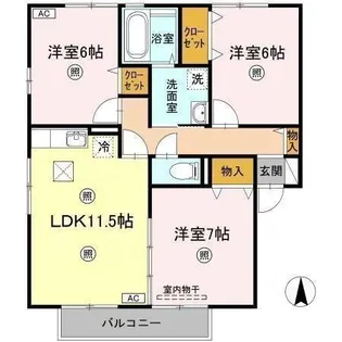 リビングタウン吉成 B棟【1階】の間取り