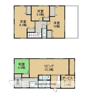鳥取県鳥取市元魚町3丁目219【一戸建】の間取り