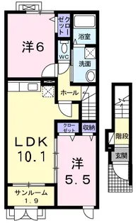 ヴィー・シュシュⅡ【2階】の間取り