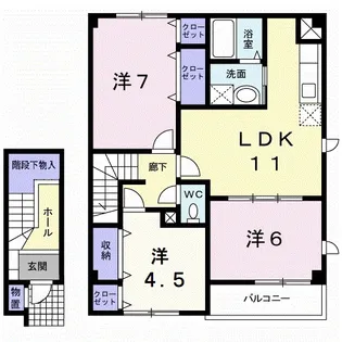 カトル・セゾン Ⅰ【2階】の間取り