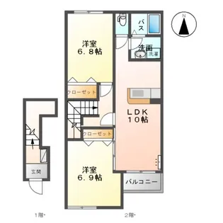 アジュール【2階】の間取り