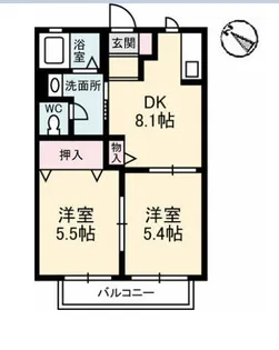 ピースグリーン B棟【102号室】の間取り