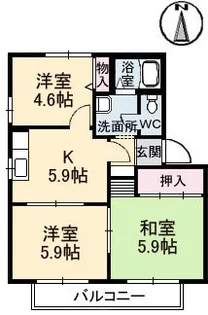 ベルエア E棟【2階】の間取り