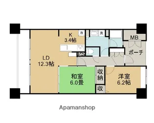 ミサワカレント富安【902号室】の間取り