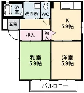 メゾン梅の木 B棟【102号室】の間取り