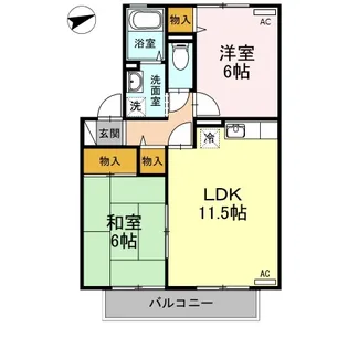 ディアコート 湖山【2階】の間取り