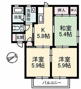 ツインマークウエスト A棟【1階】の間取り