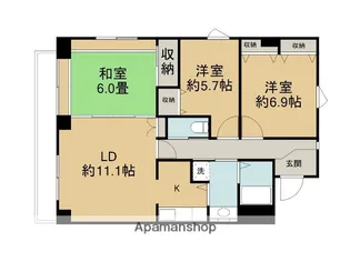 免震 メイヤーズ西町【701号室】の間取り