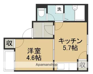 インディバー【203号室】の間取り