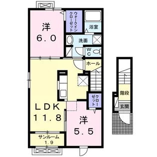 プラシードB【2階】の間取り