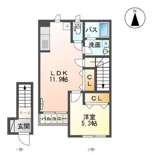 ペイジブルフルール【2階】の間取り