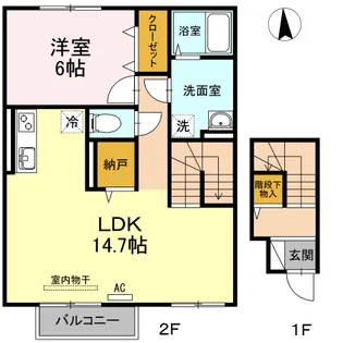 プラシードプレイス【202号室】の間取り
