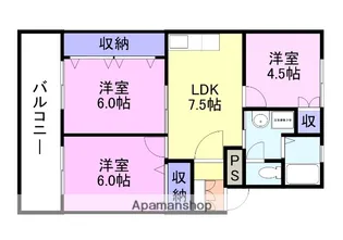シャトー米子【503号室】の間取り