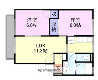 タウンハウス福原B棟【213号室】の間取り