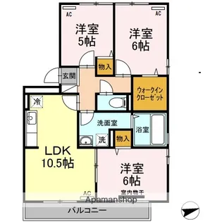 リビングタウン弓ヶ浜G棟【301号室】の間取り