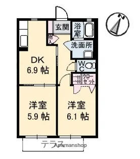 プログレスA棟【102号室】の間取り
