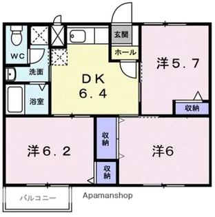アリエス勝田【101号室】の間取り