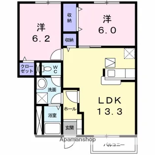 エビナールK【102号室】の間取り